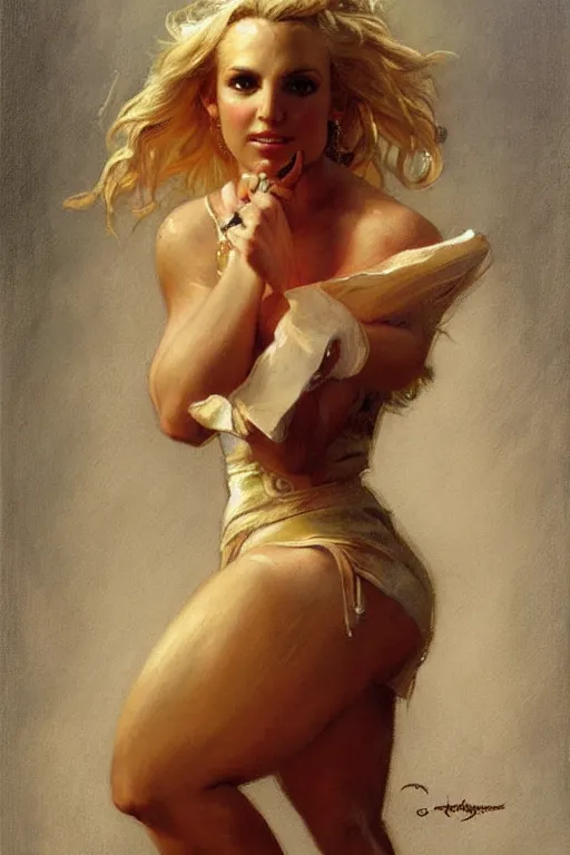 Image similar to full body view detailed portrait of a beautiful britney spears, painting by gaston bussiere, craig mullins, j. c. leyendecker