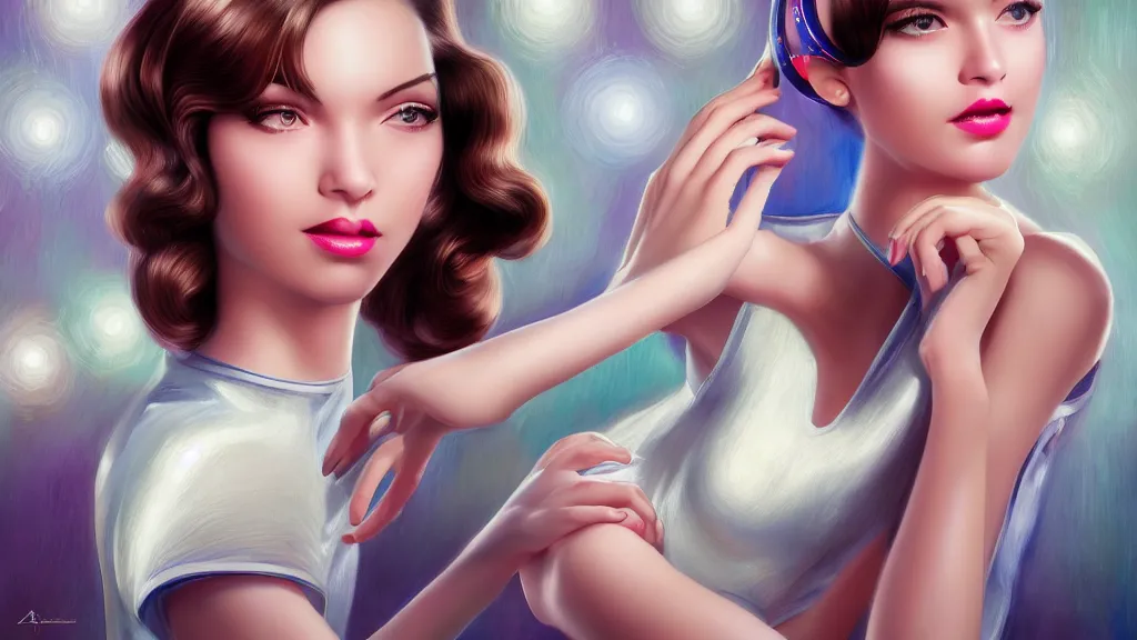 Image similar to art deco bowling alley, cute girl bowling, photo, ultra detail, photoreal, professionally retouched, soft moonlight lighting, shiny plastic miniskirt, realistic, smooth face, goddess, luscious lips, perfect eyes, wide angle, sharp focus on eyes, 8 k high definition, insanely detailed, intricate, elegant, art by artgerm and wlop