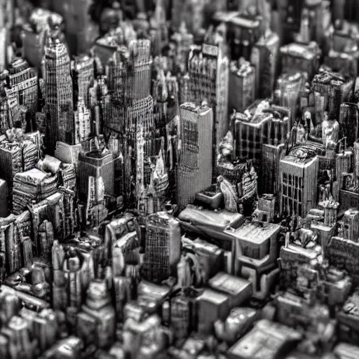 Prompt: new york city in the style of a warhammer 4 0 k battlefield, tiltshift view