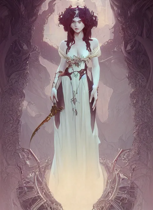 Image similar to a beautiful cute young demon princess, D&D, fantasy, intricate, cinematic lighting, highly detailed, digital painting, artstation, concept art, smooth, sharp focus, illustration, art by Terry Moore and Greg Rutkowski and Alphonse Mucha