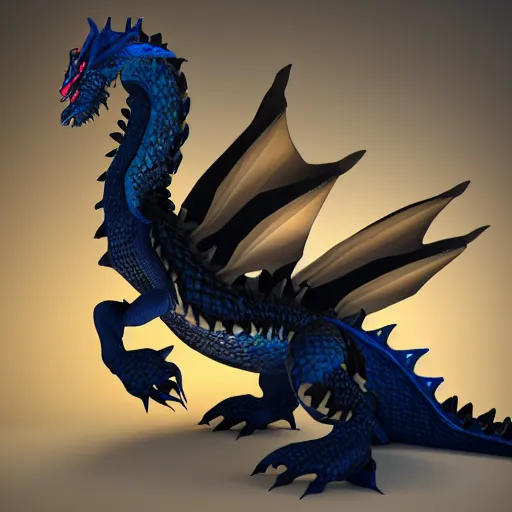 Image similar to a majestic black and blue dragon, hd, 4k, trending on artstation, award winning, 8k, 4k, 4k, 4k, very very very detailed, high quality lowpoly art