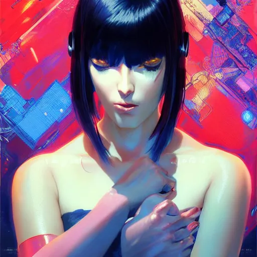 Image similar to A beautiful cyborg woman || ANIME, fine-face, realistic shaded perfect face, fine details. Anime. realistic shaded lighting poster by Ilya Kuvshinov katsuhiro otomo ghost-in-the-shell, magali villeneuve, artgerm, Jeremy Lipkin and Michael Garmash and Rob Rey