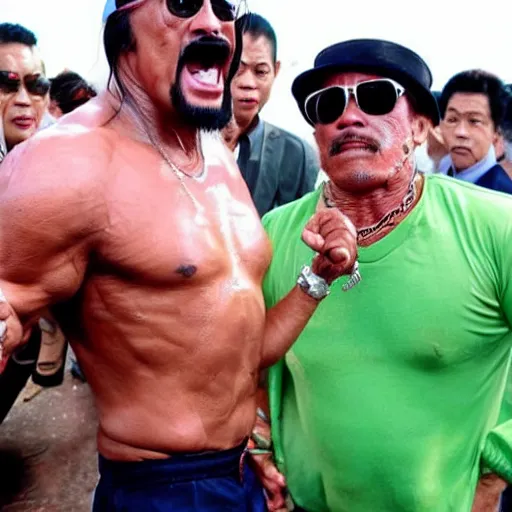 Prompt: King of Thailand fights Hulk Hogan in WWE