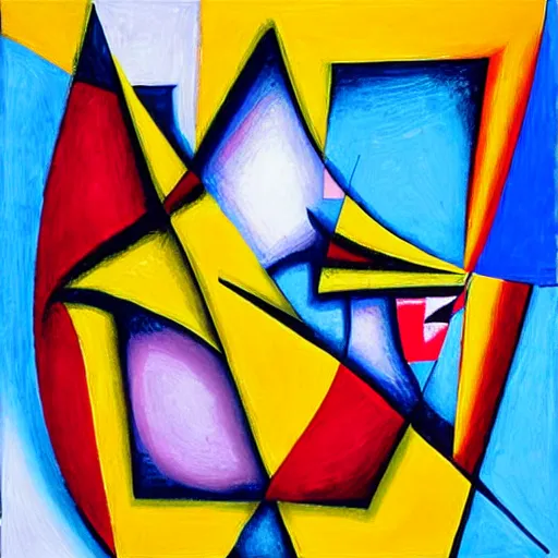 Image similar to serendipity, cubism painting