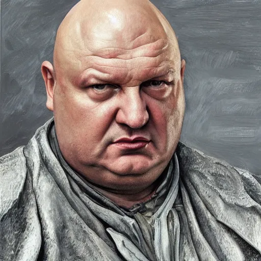 Image similar to high quality high detail painting by lucian freud, hd, varys from game of thrones