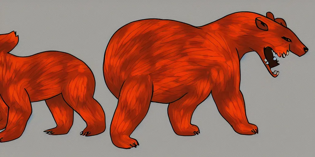 Image similar to A three fases, fire type, initial pokemon inspired in a bear for the 10th generation, 4k, digital art