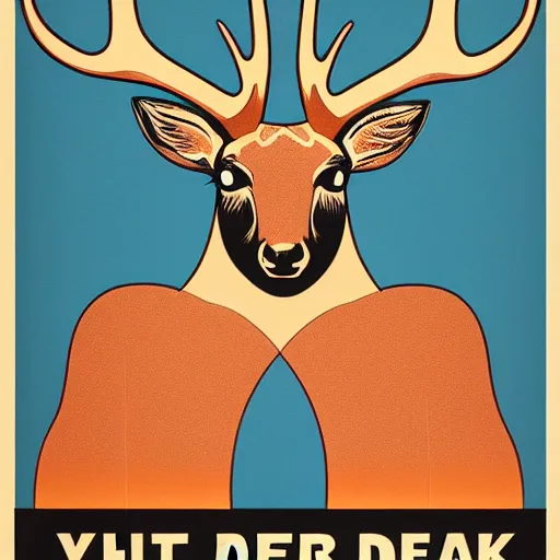 Prompt: propaganda Poster of a symmetric mechanical deer