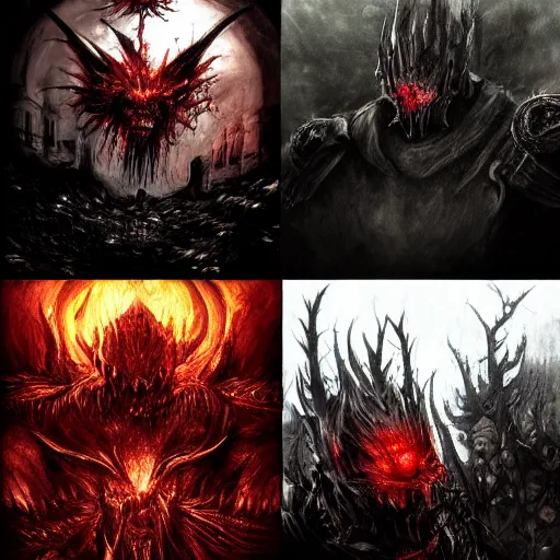 Image similar to chaos, night, rot, blood, epic art, dark souls, highly detailed