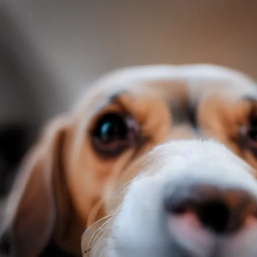 Image similar to Dog sniffing the camera, close-up, highly detailed, professional photography, fisheye lens, 4K, 8K
