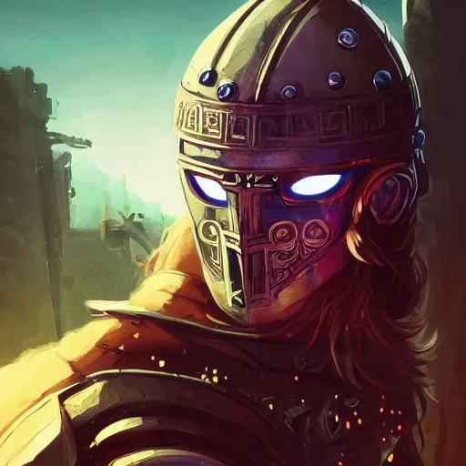 Image similar to cyberpunk viking helmet mask warrior goddess robot ninja fantasy, art gta 5 cover, official fanart behance hd artstation by jesper ejsing, by rhads, makoto shinkai and lois van baarle, ilya kuvshinov, ossdraws