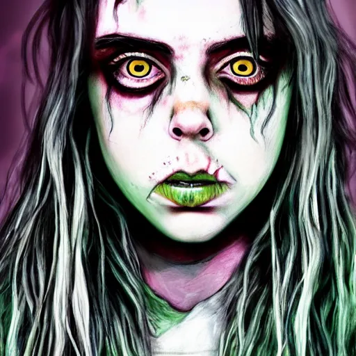 Image similar to billie eilish as a zombie