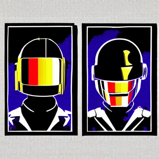 Prompt: daft punk concert in 1 bit art style