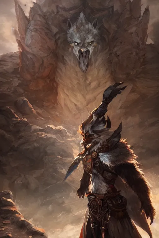 Image similar to dungeons and dragons wolf warrior character portrait, dramatic light, dungeon background, 2 0 0 mm focal length, painted by stanley lau, painted by greg rutkowski, painted by stanley artgerm, digital art, trending on artstation