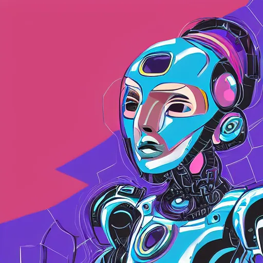 Image similar to Woman and her robot against the world. Rough strokes and grainy. Interesting colour scheme. Detailed. Beautiful digital artwork by artist Lurid. (2022)