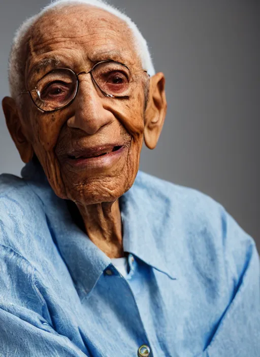 Image similar to DSLR photo portrait still of 85 year old age 85 Dr Dre at age 85!!!, 85mm f1.8