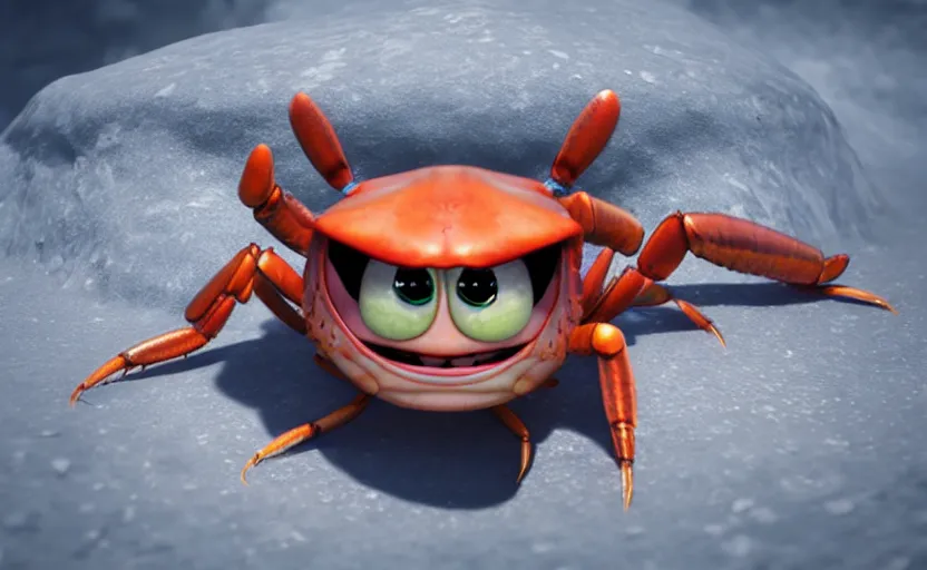 Prompt: cute lil crab character, close - up portrait, armored crustacean 3 d pixar style, trending on arstation octane rendered in 8 k unreal engine 5, cinematic and dramatic, mystic and magical, fantastic and whimsical