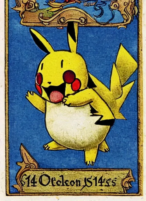 Image similar to a pokemon card from the 1 4 0 0 s