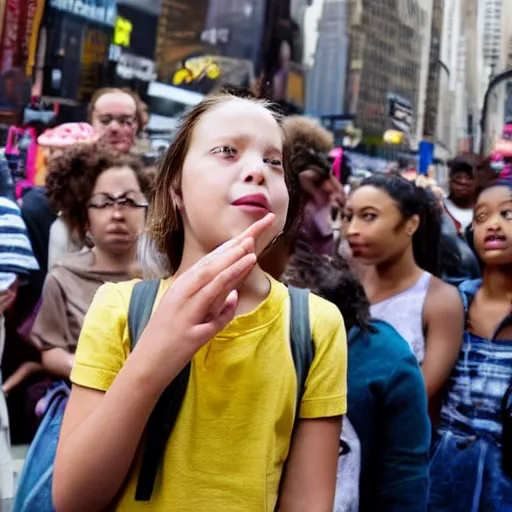 Image similar to girl in new york casting spell in crowd