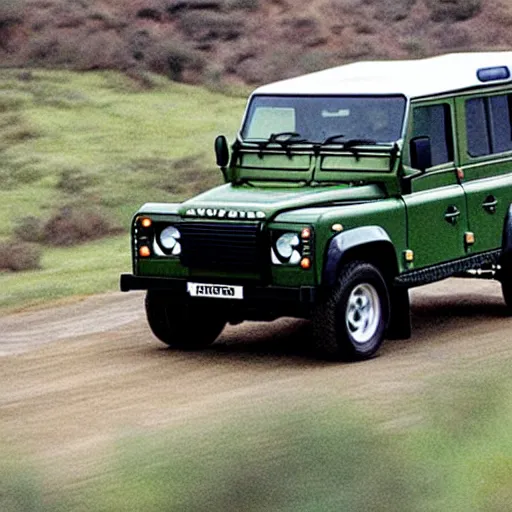 Image similar to Mike tyson driving a Land Rover Defender 110 (1985)