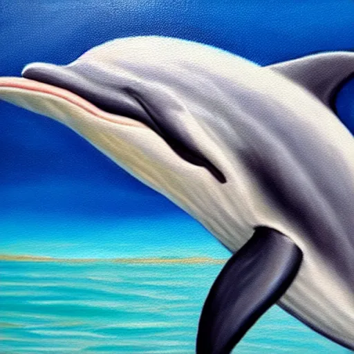 Image similar to detailed oil painting of a dolphin wearing clothes