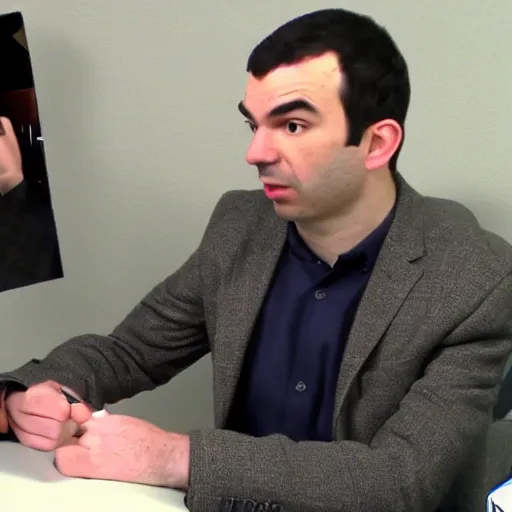 Prompt: nathan fielder confronts a private investigator - n 9