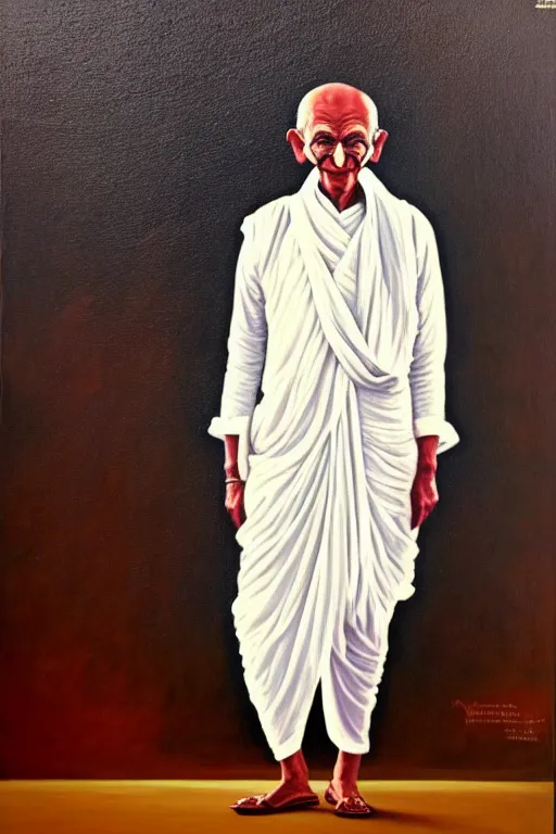 Image similar to full body portrait of donald trump as mahatma gandhi, oil on canvas by william sidney mount, hindu art, great soul, irish folk, trending on artstation