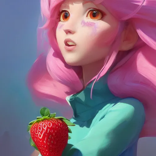 Image similar to painted portrait of a strawberry shortcake, fantastically pastel colors, octane render, matte painting concept art, official fanart behance hd artstation by jesper elsing, by rhads and makoto shinkai and lois van baarle and ilya kuvshinov and rossdraws