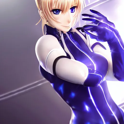 Prompt: beautiful image of saber from fate / stay night in a thight plugsuit, high quality, highly detailed, 4 k, drawn by wwpgi, trending on artstation