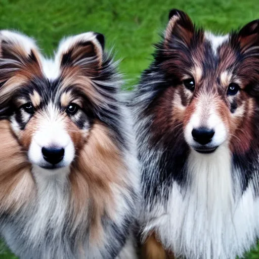 Prompt: a couple of shetland sheepdog in a style of bojack horsman