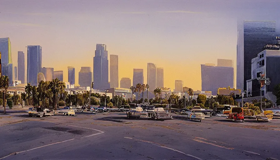 Image similar to a matte painting of los angeles by robin guthrie