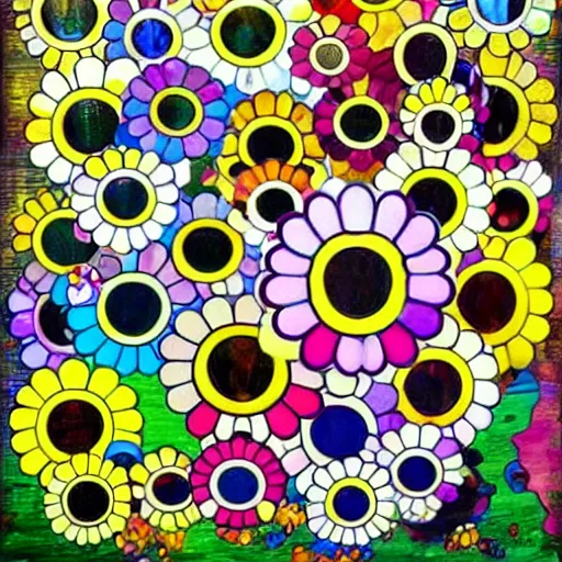 Prompt: sunflower art in the style of takashi murakami