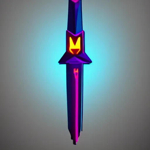 Prompt: simple art low poly neon dagger concept art, artstation hd