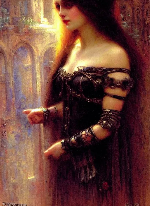 Image similar to gothic princess portrait. by gaston bussiere