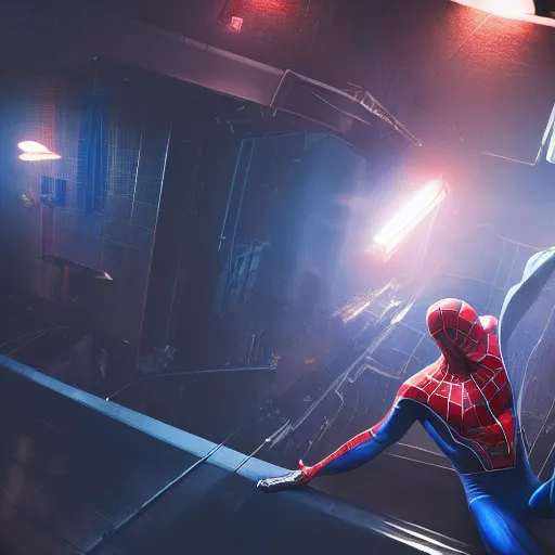 Image similar to elon musk dressed as spider - man, beautiful dynamic lighting, cinematic, extremely high detail, photo realistic, cinematic lighting, post processed, artstation, 8 k