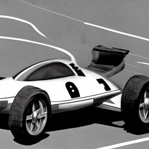 Image similar to 1 9 6 0 s rocket car concept, retrofuturism, le mans,