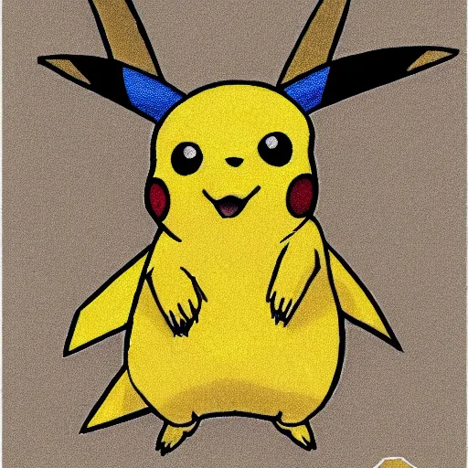 Prompt: a sketch drawing of a pikachu rug,