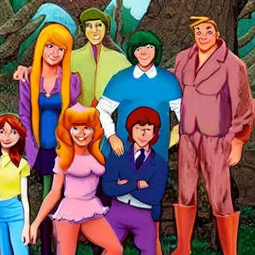 Prompt: the scooby doo gang as real people
