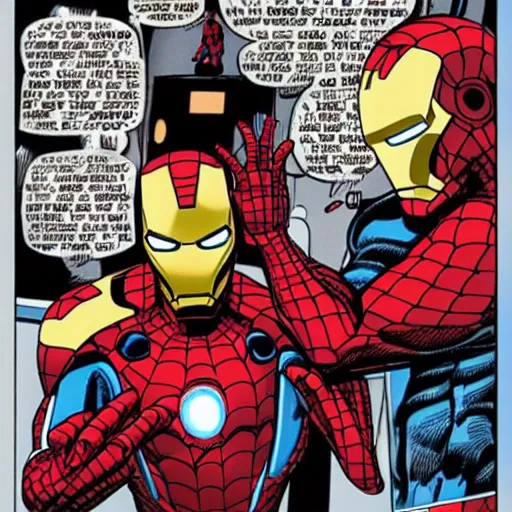 Image similar to iron man versus spider-man