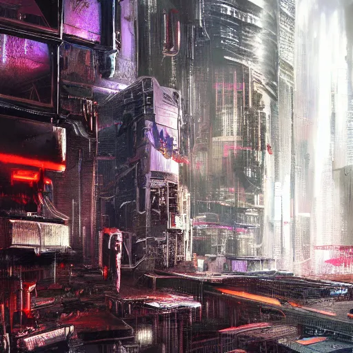 Image similar to cyberpunk dystopia, extremely detailed painting