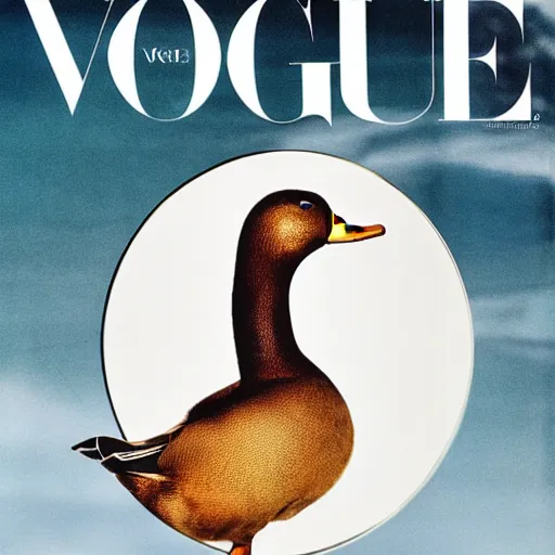 Image similar to a magnificent duck on the cover of vogue magazine