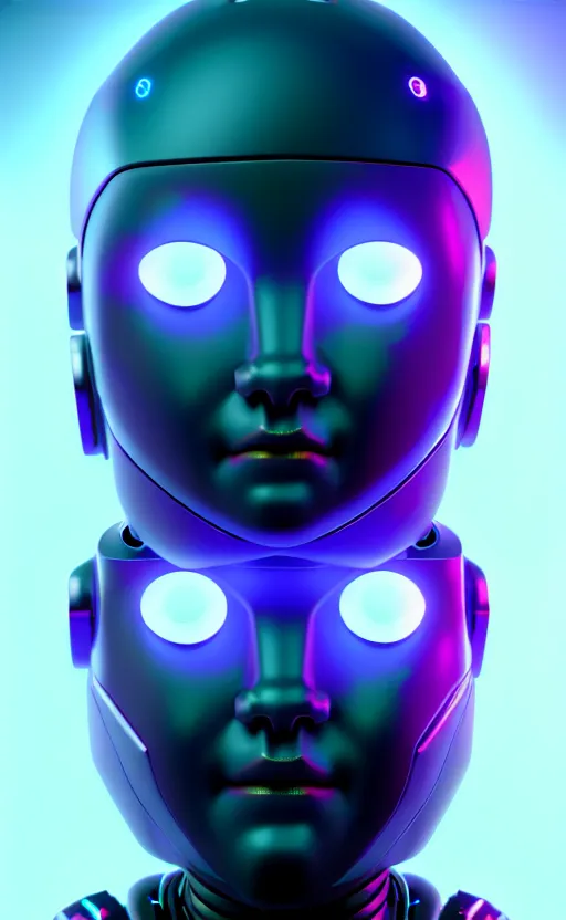 Image similar to friendly humanoid cyber robot, award winning, portrait bust, symmetry, faded colors, cypherpunk background, masterpiece, trending on artstation, cinematic composition, beautiful lighting, hyper detailed!!!, by alan blackwell, 8 k, unreal engine 5