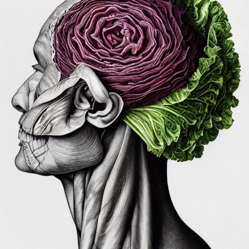 Prompt: the anatomy of a head of lettuce, an ultrafine detailed painting by james jean, octopath traveler, behance contest winner, vanitas, angular, altermodern