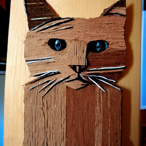 Image similar to cat made of bark