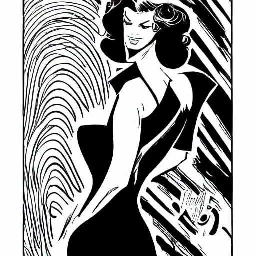 Image similar to elegant lady, lineart, Chris Samnee