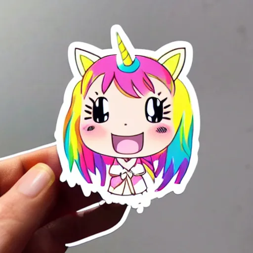 Image similar to die cut sticker of anime chibi kawaii cute pineapple unicorn