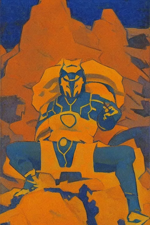 Image similar to thor, marvel, artwork by nicholas roerich,