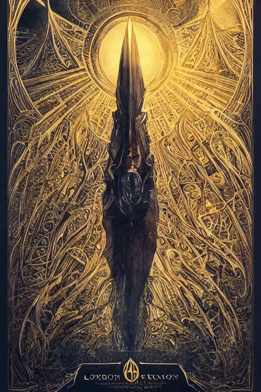 Prompt: portrait of Sauron, Lord of the Rings, in style of screen printing poster, in style of Midjourney, insanely detailed and intricate, golden ratio, elegant, ornate, unfathomable horror, elite, ominous, haunting, cinematic, cgsociety, James jean, Noah Bradley, Darius Zawadzki, vivid and vibrant