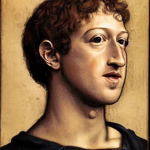 Image similar to Mark Zuckerberg, by Leonardo da Vinci