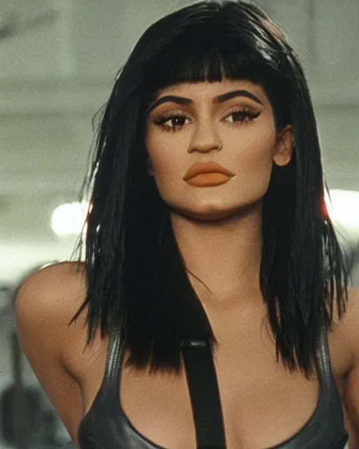 Prompt: still photo of kylie jenner in terminator 2