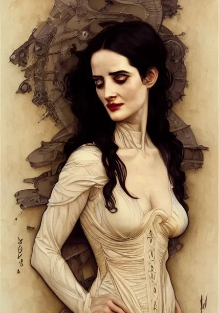 Image similar to eva green in skeleton mummy, intricate, elegant, highly detailed, digital painting, artstation, concept art, smooth, sharp focus, illustration, art by artgerm and greg rutkowski and alphonse mucha and william - adolphe bouguereau